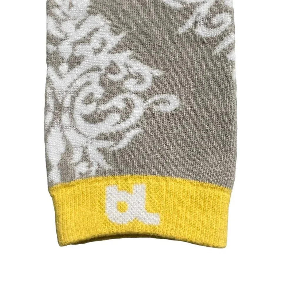 BL Baby Leggings One-Size Yellow & Grey Damask Leg Warmers